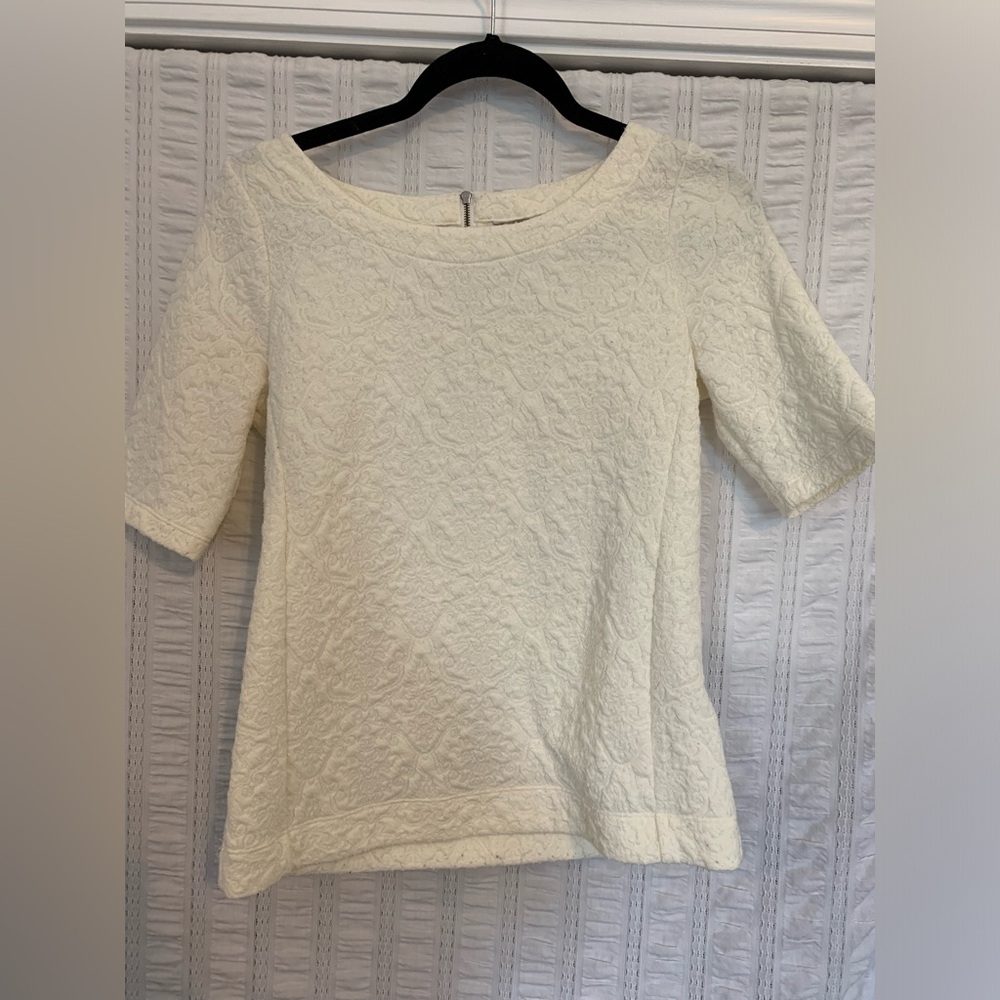 Banana Republic Women’s Zip-Up Cream Quilted Blouse